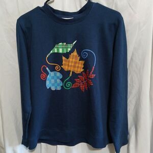 Potpourri Sweatshirt Womans L Fall Granny Core Blue